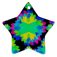 Multicolored Floral Print Geometric Modern Pattern Star Ornament (two Sides) by dflcprints