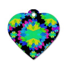 Multicolored Floral Print Geometric Modern Pattern Dog Tag Heart (one Sided)  by dflcprints