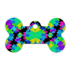 Multicolored Floral Print Geometric Modern Pattern Dog Tag Bone (two Sided) by dflcprints