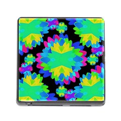 Multicolored Floral Print Geometric Modern Pattern Memory Card Reader With Storage (square) by dflcprints