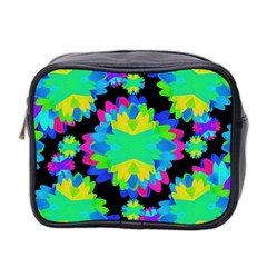 Multicolored Floral Print Geometric Modern Pattern Mini Travel Toiletry Bag (two Sides)