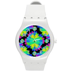 Multicolored Floral Print Geometric Modern Pattern Plastic Sport Watch (medium) by dflcprints