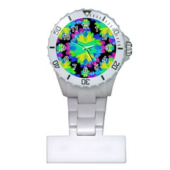 Multicolored Floral Print Geometric Modern Pattern Nurses Watch