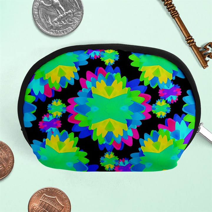 Multicolored Floral Print Geometric Modern Pattern Accessory Pouch (Medium)