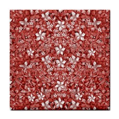 Flowers Pattern Collage In Coral An White Colors Ceramic Tile by dflcprints