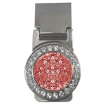 Flowers Pattern Collage in Coral an White Colors Money Clip (CZ) Front