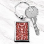 Flowers Pattern Collage in Coral an White Colors Key Chain (Rectangle) Front