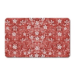 Flowers Pattern Collage In Coral An White Colors Magnet (rectangular) by dflcprints