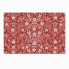 Flowers Pattern Collage In Coral An White Colors Postcard 4 x 6  (10 Pack) by dflcprints