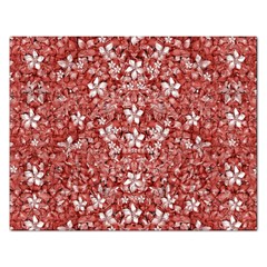 Flowers Pattern Collage In Coral An White Colors Jigsaw Puzzle (rectangle) by dflcprints