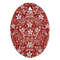 Flowers Pattern Collage In Coral An White Colors Oval Ornament (two Sides)