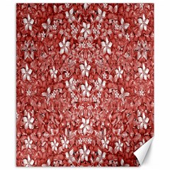 Flowers Pattern Collage In Coral An White Colors Canvas 8  X 10  (unframed) by dflcprints