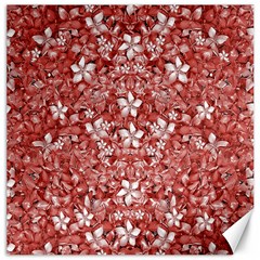 Flowers Pattern Collage In Coral An White Colors Canvas 12  X 12  (unframed) by dflcprints