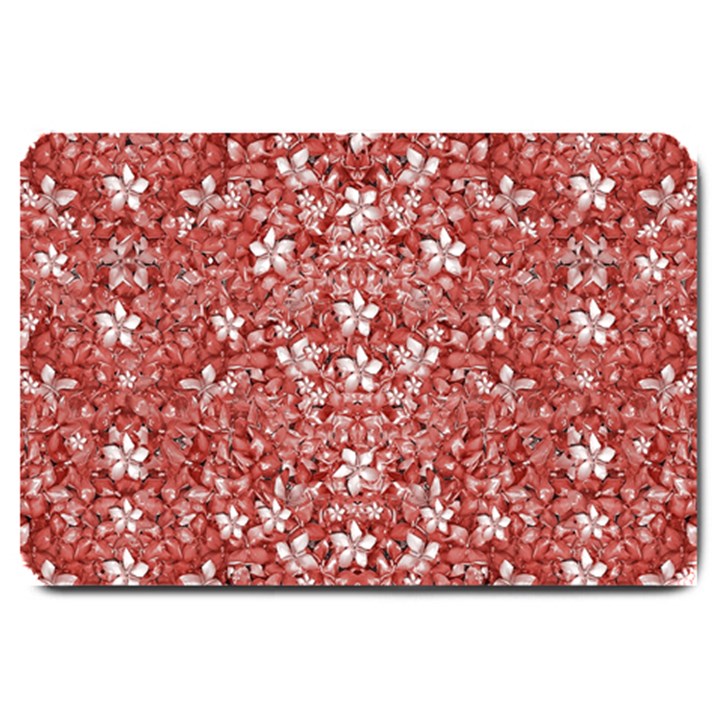 Flowers Pattern Collage in Coral an White Colors Large Door Mat