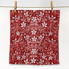 Flowers Pattern Collage In Coral An White Colors Face Towel