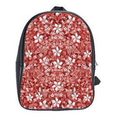 Flowers Pattern Collage In Coral An White Colors School Bag (large) by dflcprints