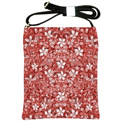 Flowers Pattern Collage In Coral An White Colors Shoulder Sling Bag