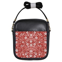 Flowers Pattern Collage In Coral An White Colors Girl s Sling Bag by dflcprints