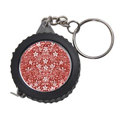 Flowers Pattern Collage In Coral An White Colors Measuring Tape by dflcprints