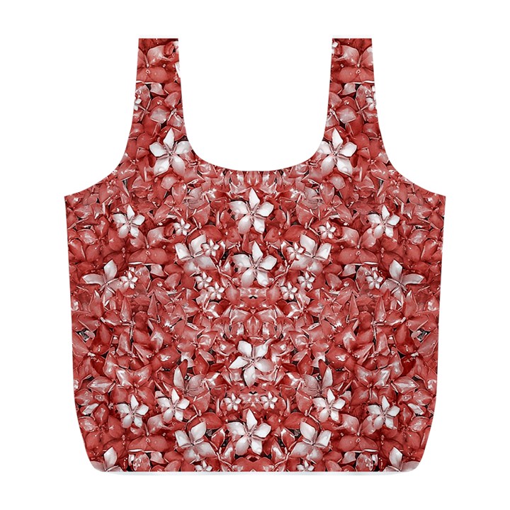 Flowers Pattern Collage in Coral an White Colors Reusable Bag (L)