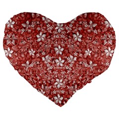 Flowers Pattern Collage In Coral An White Colors 19  Premium Flano Heart Shape Cushion