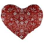 Flowers Pattern Collage in Coral an White Colors 19  Premium Flano Heart Shape Cushion Front