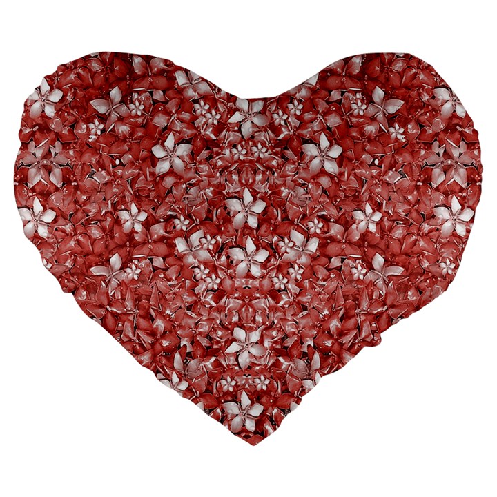 Flowers Pattern Collage in Coral an White Colors 19  Premium Flano Heart Shape Cushion