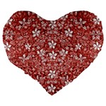 Flowers Pattern Collage in Coral an White Colors 19  Premium Flano Heart Shape Cushion Back