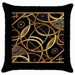 Futuristic Ornament Decorative Print Black Throw Pillow Case by dflcprints