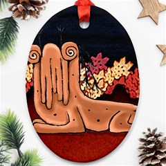 Cute Creature Fantasy Illustration Oval Ornament