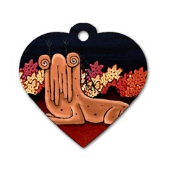 Cute Creature Fantasy Illustration Dog Tag Heart (one Sided)  by dflcprints