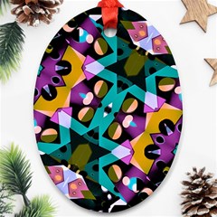 Digital Futuristic Geometric Pattern Oval Ornament by dflcprints