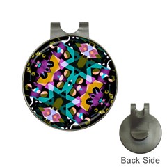 Digital Futuristic Geometric Pattern Hat Clip With Golf Ball Marker