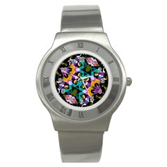 Digital Futuristic Geometric Pattern Stainless Steel Watch (slim) by dflcprints