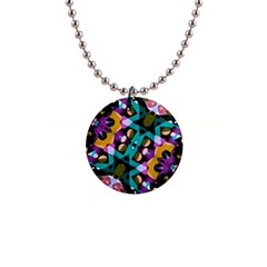 Digital Futuristic Geometric Pattern Button Necklace by dflcprints