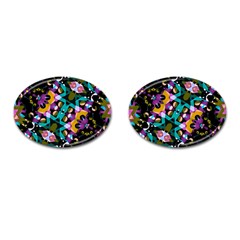 Digital Futuristic Geometric Pattern Cufflinks (oval)