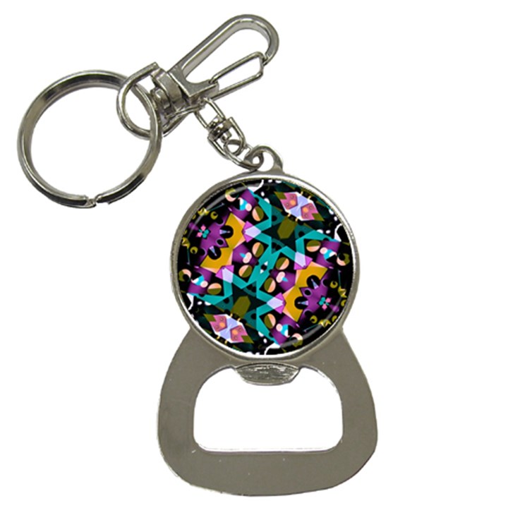 Digital Futuristic Geometric Pattern Bottle Opener Key Chain