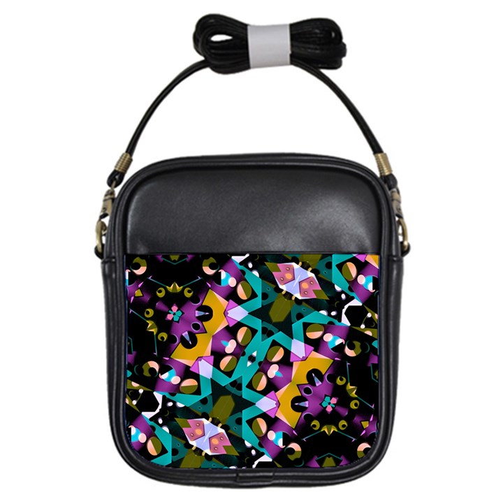 Digital Futuristic Geometric Pattern Girl s Sling Bag