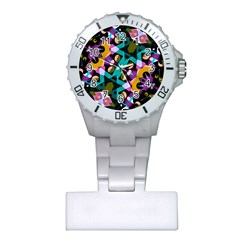 Digital Futuristic Geometric Pattern Nurses Watch by dflcprints