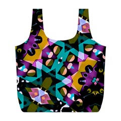 Digital Futuristic Geometric Pattern Reusable Bag (l) by dflcprints