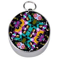 Digital Futuristic Geometric Pattern Silver Compass