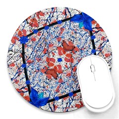 Floral Pattern Digital Collage 8  Mouse Pad (round)