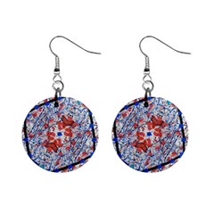 Floral Pattern Digital Collage Mini Button Earrings