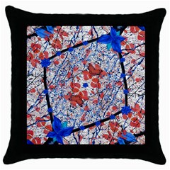 Floral Pattern Digital Collage Black Throw Pillow Case by dflcprints