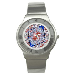 Floral Pattern Digital Collage Stainless Steel Watch (slim) by dflcprints