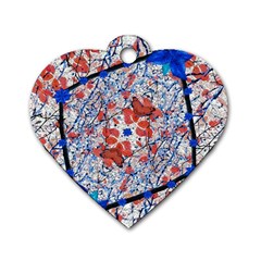 Floral Pattern Digital Collage Dog Tag Heart (two Sided) by dflcprints