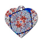 Floral Pattern Digital Collage Dog Tag Heart (Two Sided) Back