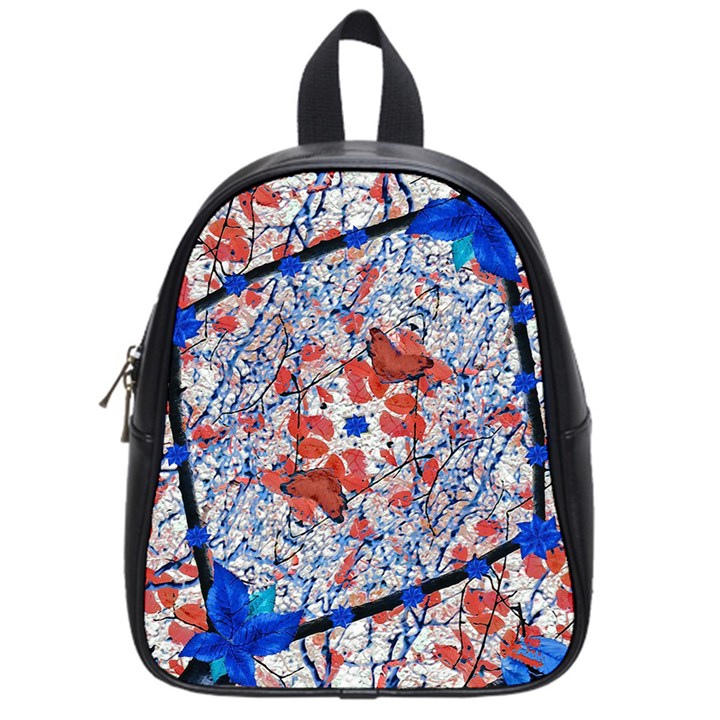 Floral Pattern Digital Collage School Bag (Small)