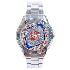 Floral Pattern Digital Collage Stainless Steel Watch by dflcprints