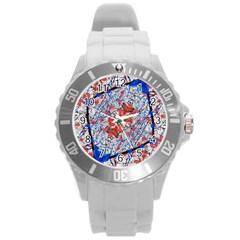 Floral Pattern Digital Collage Plastic Sport Watch (large) by dflcprints